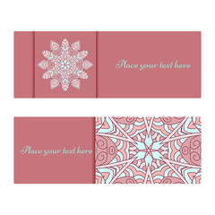 Horizontal banner templates with mandala pattern. Vintage style