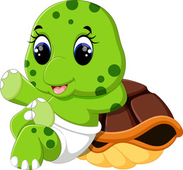 Obraz premium illustration of Cute turtle cartoon