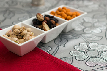Variety of nuts: walnut, hazelnut, cashew, peanuts