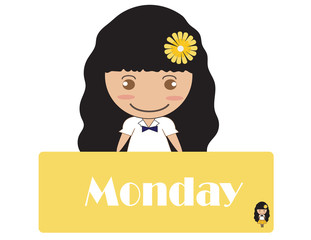 day of the week, Monday, cute cartoon.