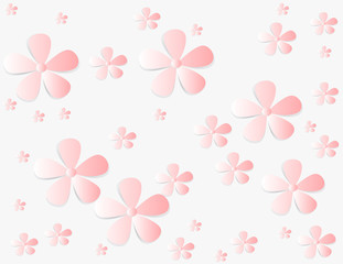 group pink flower on white background.