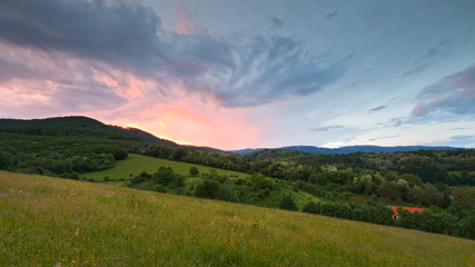 Fototapeta na wymiar Rural landscape in Poltar region, central Slovakia.