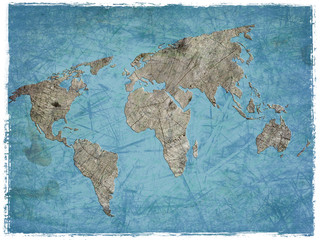 Grunge world map.