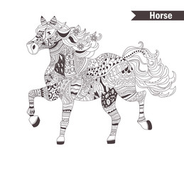 Horse. coloring book for adult