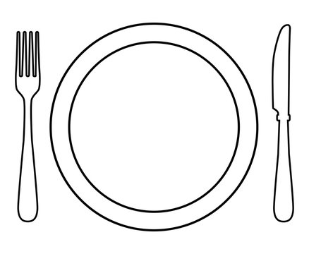Fork, knife and plate 