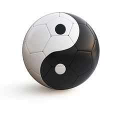3d illustration of yin yang soccer ball