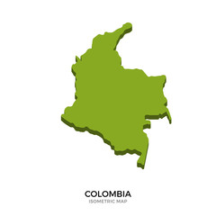 Isometric map of Colombia detailed vector illustration