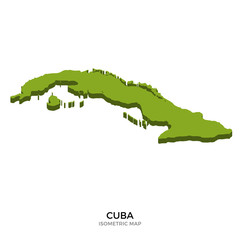 Isometric map of Cuba detailed vector illustration