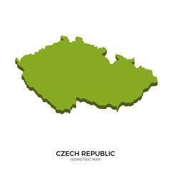 Isometric map of Czech Republic detailed vector illustration