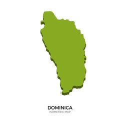 Isometric map of Dominica detailed vector illustration