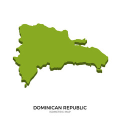Isometric map of Dominican Republic detailed vector illustration