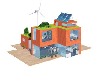 Smart Home – nachhaltige Energieversorgung: 3d-Illustration