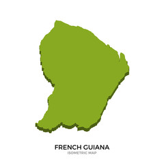 Isometric map of French Guiana detailed vector illustration