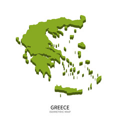 Isometric map of Greece detailed vector illustration