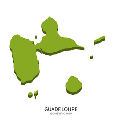 Isometric map of Guadeloupe detailed vector illustration