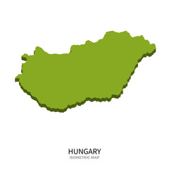 Isometric map of Hungary detailed vector illustration