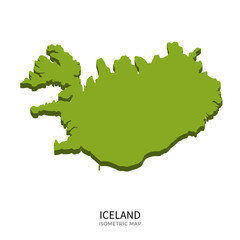 Isometric map of Iceland detailed vector illustration
