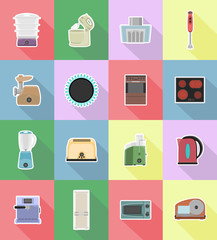 household appliances for kitchen flat icons vector illustration
