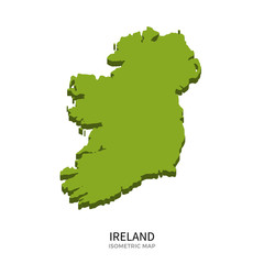 Isometric map of Ireland detailed vector illustration