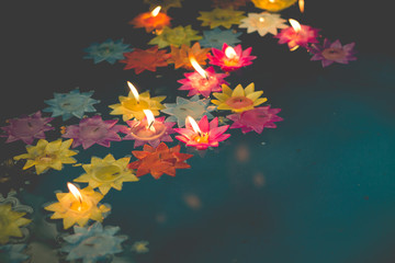 flower-shaped candle burning in the pool of spirit at chinese te