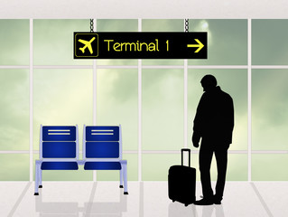 man at the terminal in airport