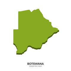 Isometric map of Botswana detailed vector illustration