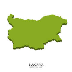 Isometric map of Bulgaria detailed vector illustration
