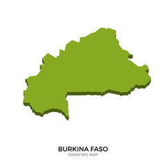 Isometric map of Burkina Faso detailed vector illustration