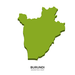 Isometric map of Burundi detailed vector illustration