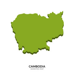 Isometric map of Cambodia detailed vector illustration