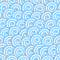 Seamless pattern with stylized blue waves surf