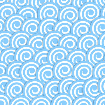Seamless pattern with stylized blue waves surf © tpupyku