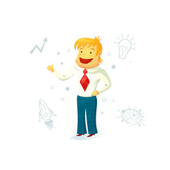 Businessman enjoys a new idea, vector illustration