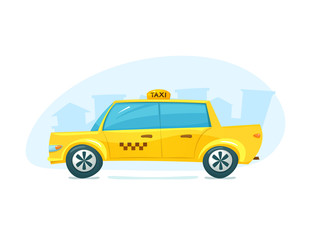 Fototapeta na wymiar The yellow taxi, vector illustration