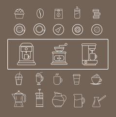 Set of Vector Coffee Elements and Coffee Accessories and Vector Illustration.