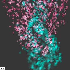 Array with Dynamic Emitted Particles. Abstract Dynamic Background. Bokeh Effect. Composition with Motion Effect. Vector illustration. 