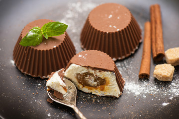 dessert from cream and chocolate