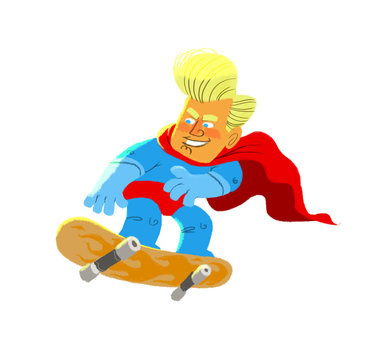 super hero skateboard illustration 