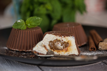 dessert from cream and chocolate