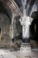 Arched and columned interior of the old Armenian church Vahramas