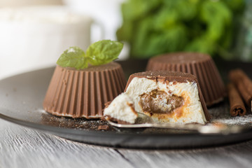 dessert from cream and chocolate