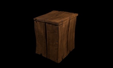 old cartoon wooden box 3d illustration