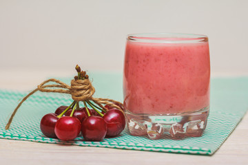 Cherry smoothie in the glass