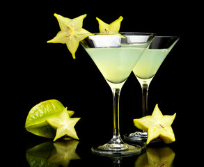 Cropped view of cosmo margarita drinks on black
