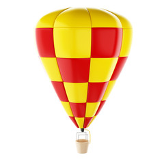 3d Red and yellow hot air ballon.