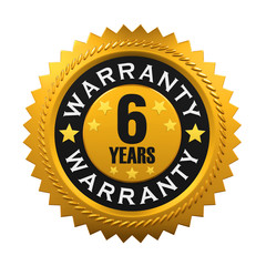 6 Years Warranty Sign. 3D rendering