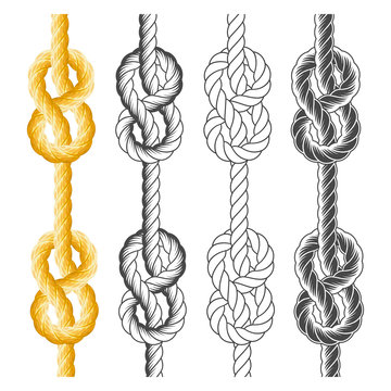 Rope knots and loops in different styles