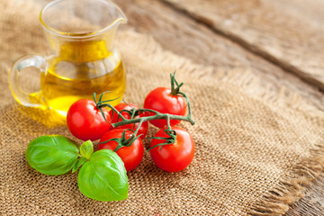 Tomatoes, basil, vegetable oil