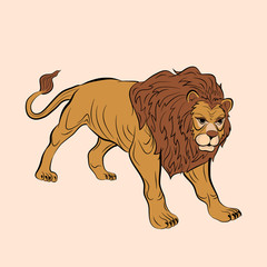 adult male lion realistic  color