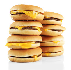 Tasty cheeseburgers, isolated on white
